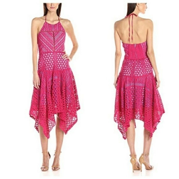 Parker Tatum Assymetrical Crochet Halter Dress SZ S - Picture 3 of 12